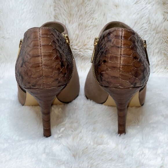 Michael Kors Clara Taupe Suede /Snakeskin Print Ankle Boots Size 9.5M - Picture 4 of 10
